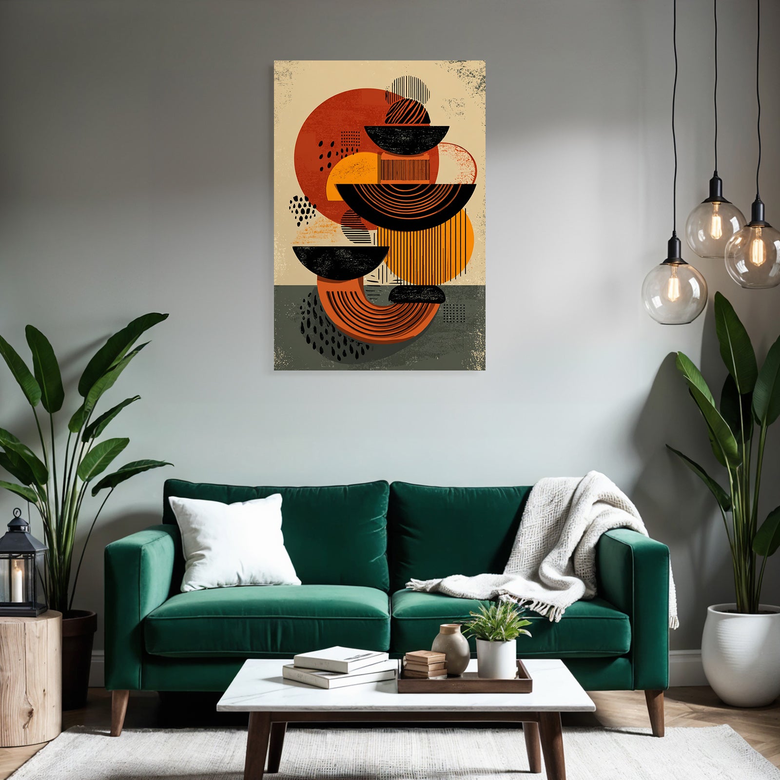 Abstraktes Design Geometrische Formen Mit Farbe Schwarz Orange Rot