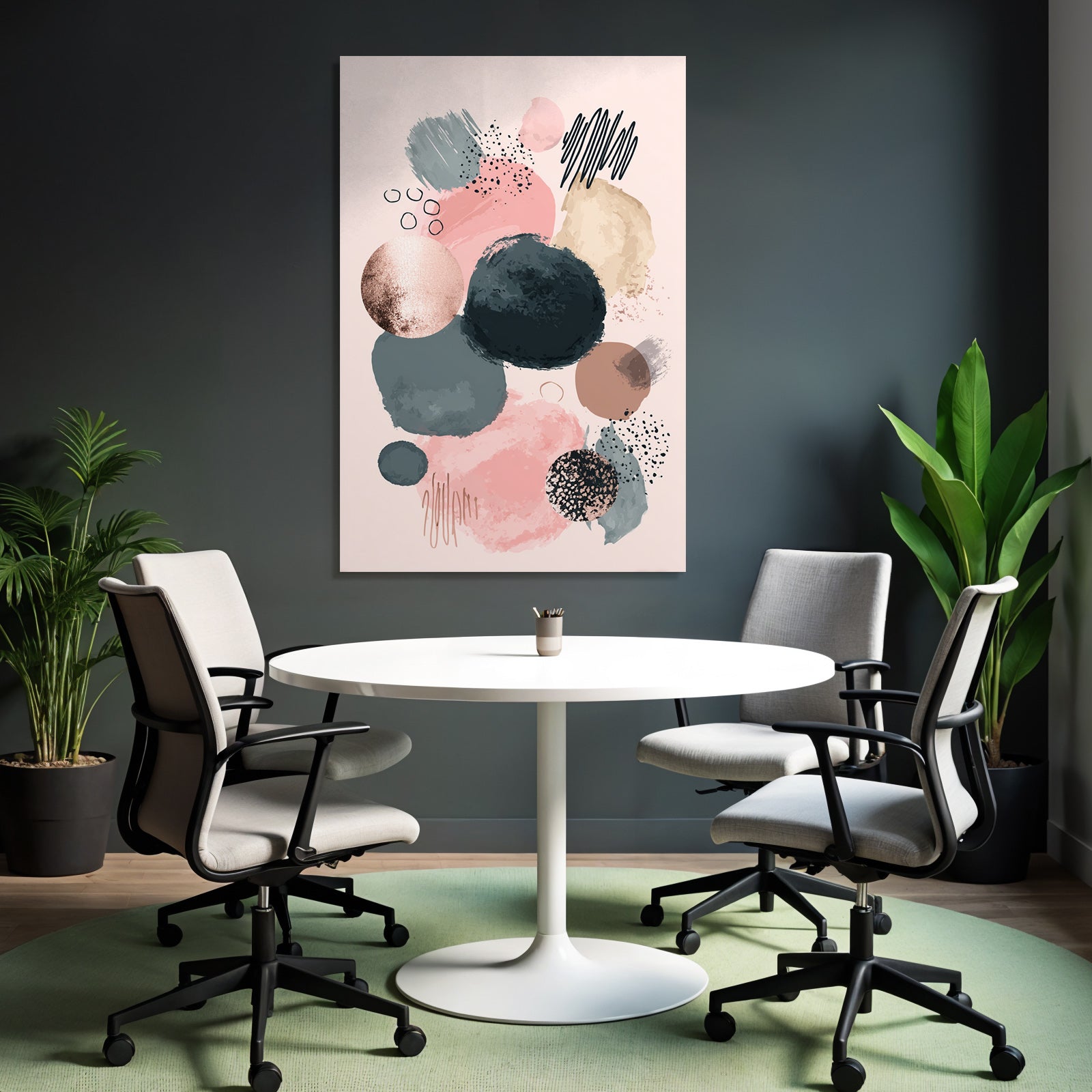 Abstraktes Design Kreise Bruce Striche Schwarz Bronze Rosa