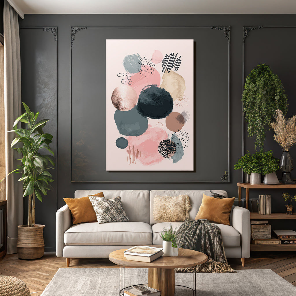 Abstract Design Circles Bruce Strokes Black Bronze Pink