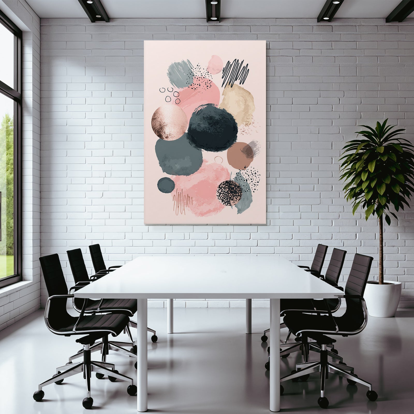 Abstraktes Design Kreise Bruce Striche Schwarz Bronze Rosa