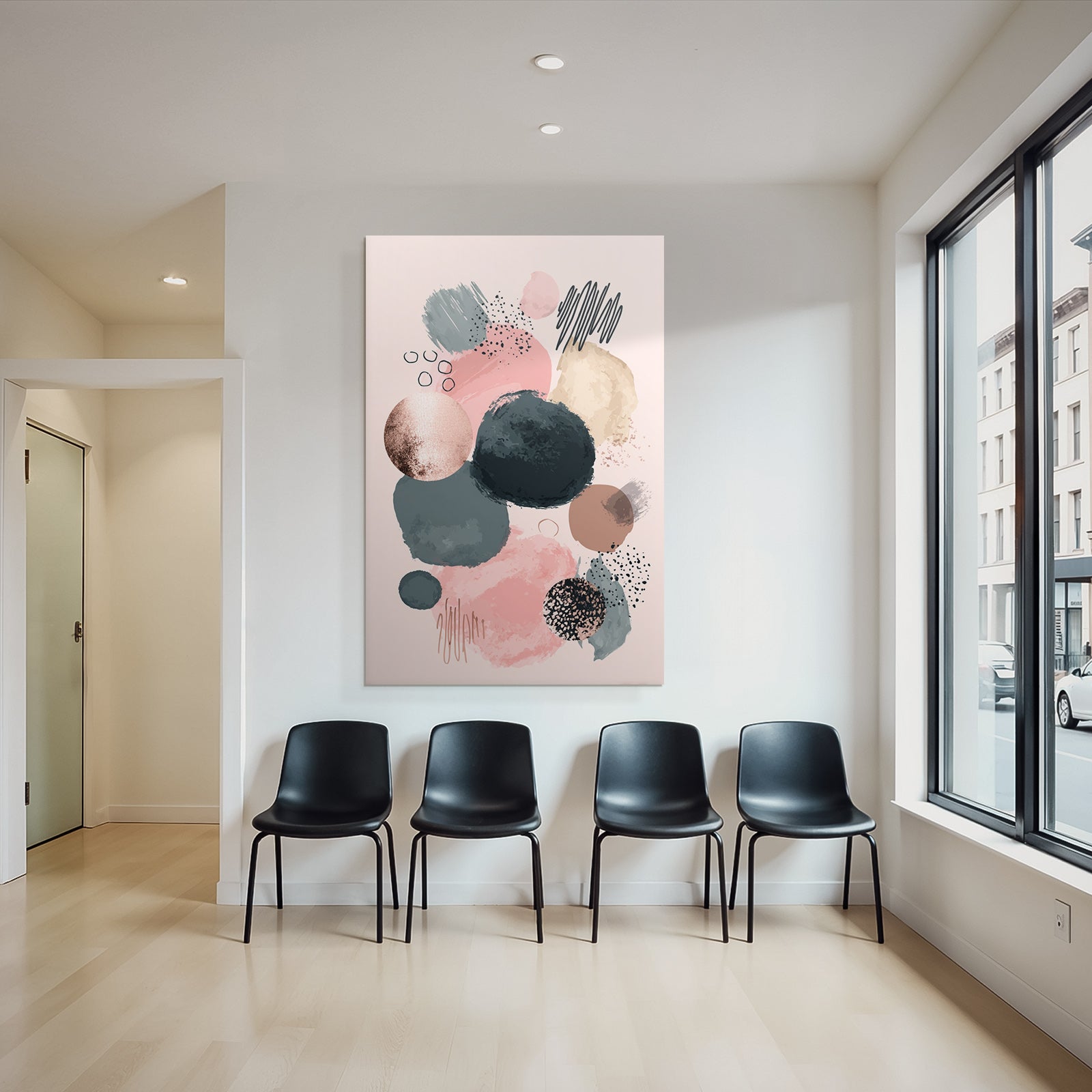 Abstraktes Design Kreise Bruce Striche Schwarz Bronze Rosa