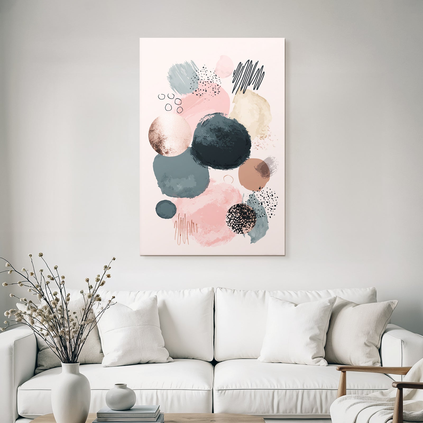 Abstraktes Design Kreise Bruce Striche Schwarz Bronze Rosa