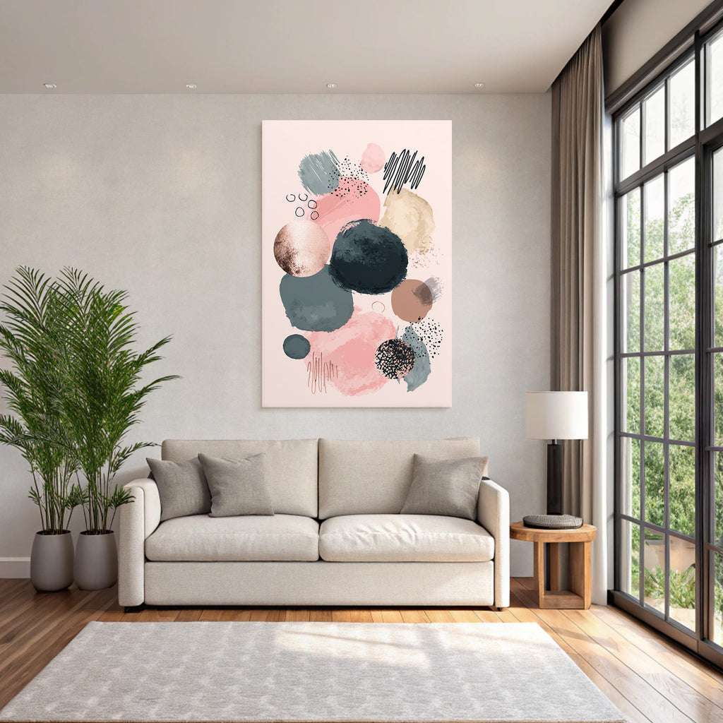 Abstract Design Circles Bruce Strokes Black Bronze Pink