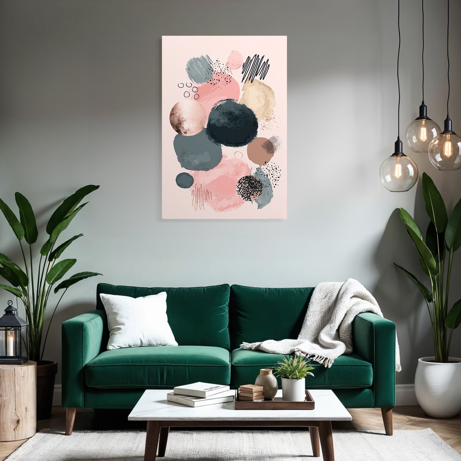 Abstraktes Design Kreise Bruce Striche Schwarz Bronze Rosa