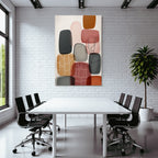 Abstraktes Design Ueberlappende Formen Schwarz Grau Beige Rot Braun