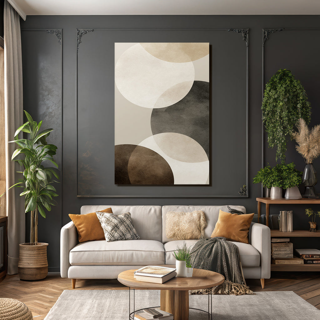 Abstraktes Design Ueberlappende Kreise Beige Braun Schwarz