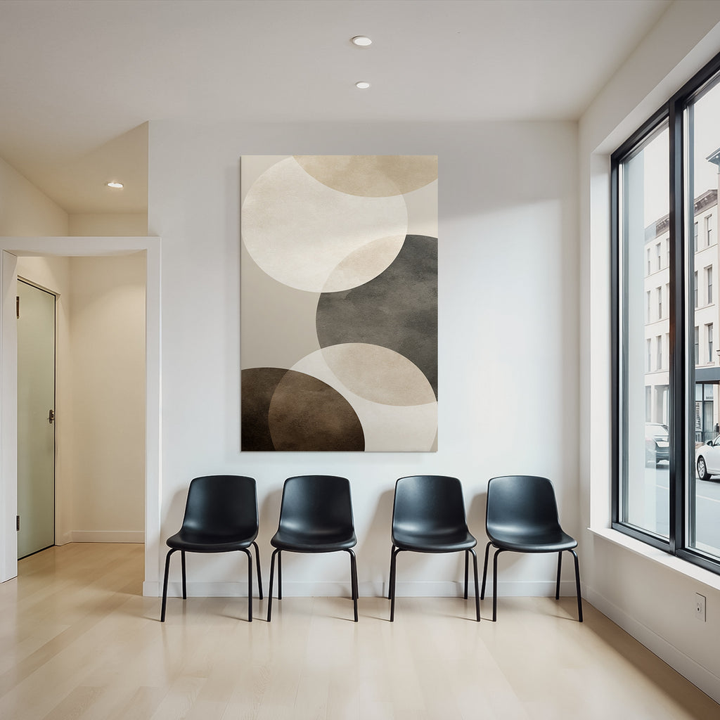 Abstraktes Design Ueberlappende Kreise Beige Braun Schwarz