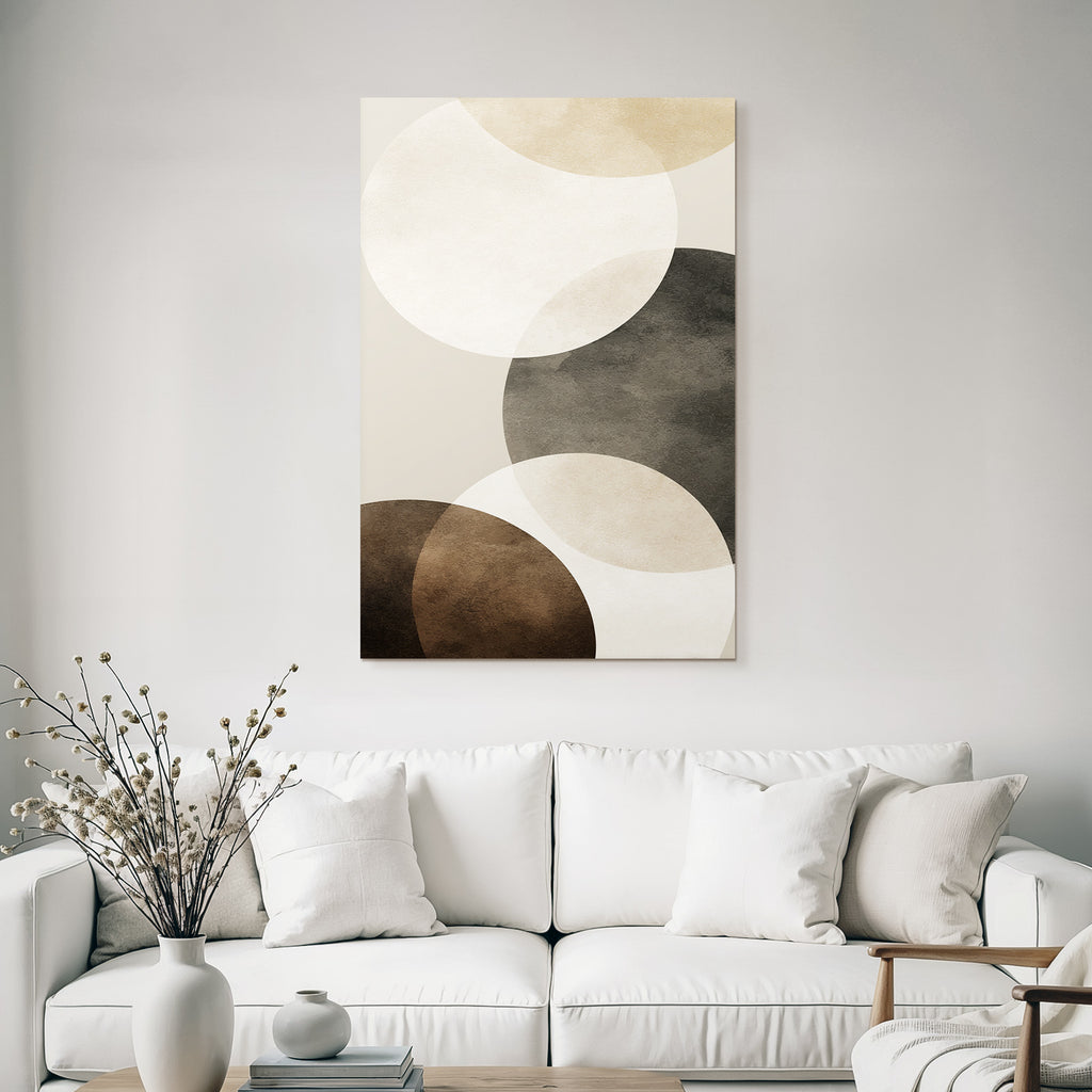 Abstraktes Design Ueberlappende Kreise Beige Braun Schwarz
