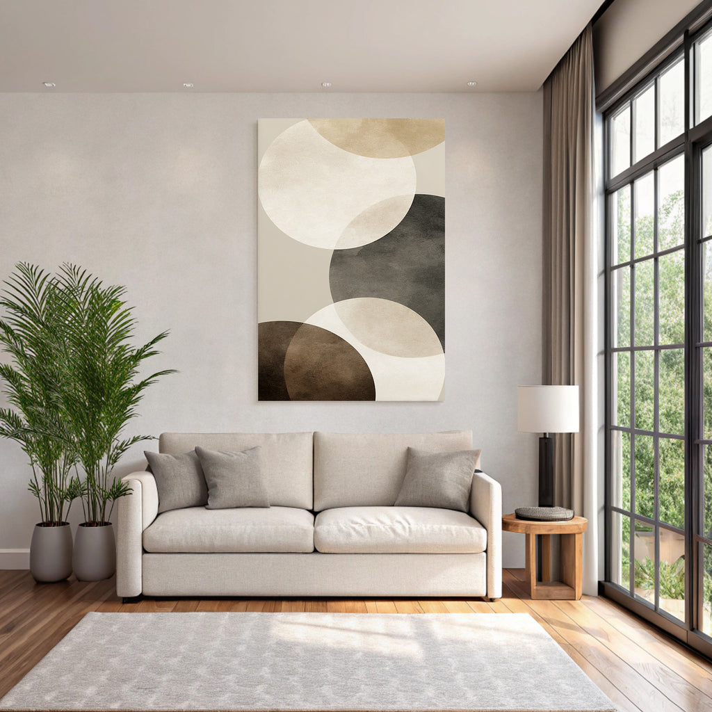 Abstraktes Design Ueberlappende Kreise Beige Braun Schwarz
