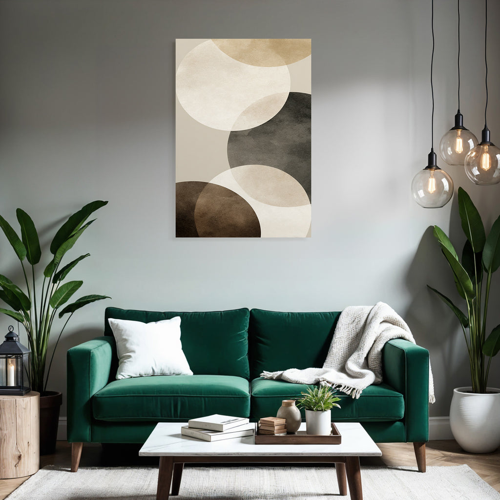 Abstraktes Design Ueberlappende Kreise Beige Braun Schwarz