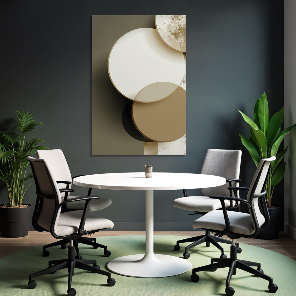 Abstract Design Overlapping Circles Cream Beige Olive Green