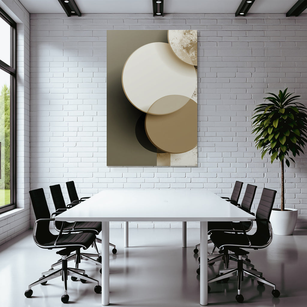Abstract Design Overlapping Circles Cream Beige Olive Green
