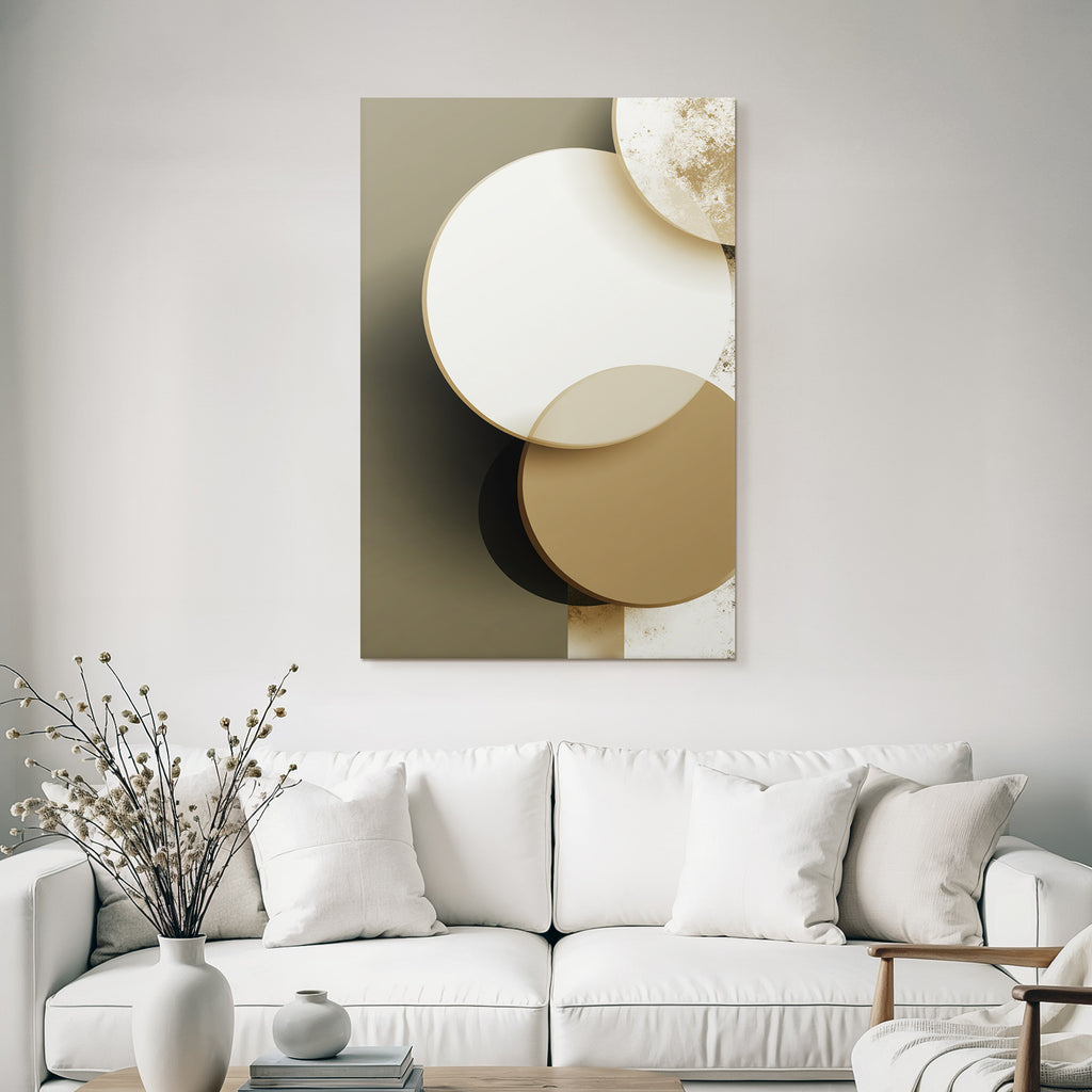 Abstract Design Overlapping Circles Cream Beige Olive Green