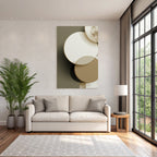 Abstract Design Overlapping Circles Cream Beige Olive Green