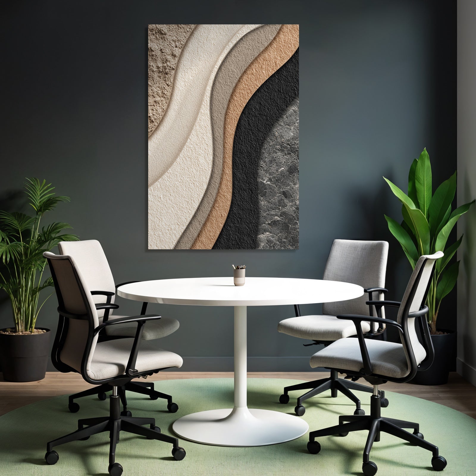 Abstraktes Design Welliges Muster Beige Braun Schwarz Texturiert