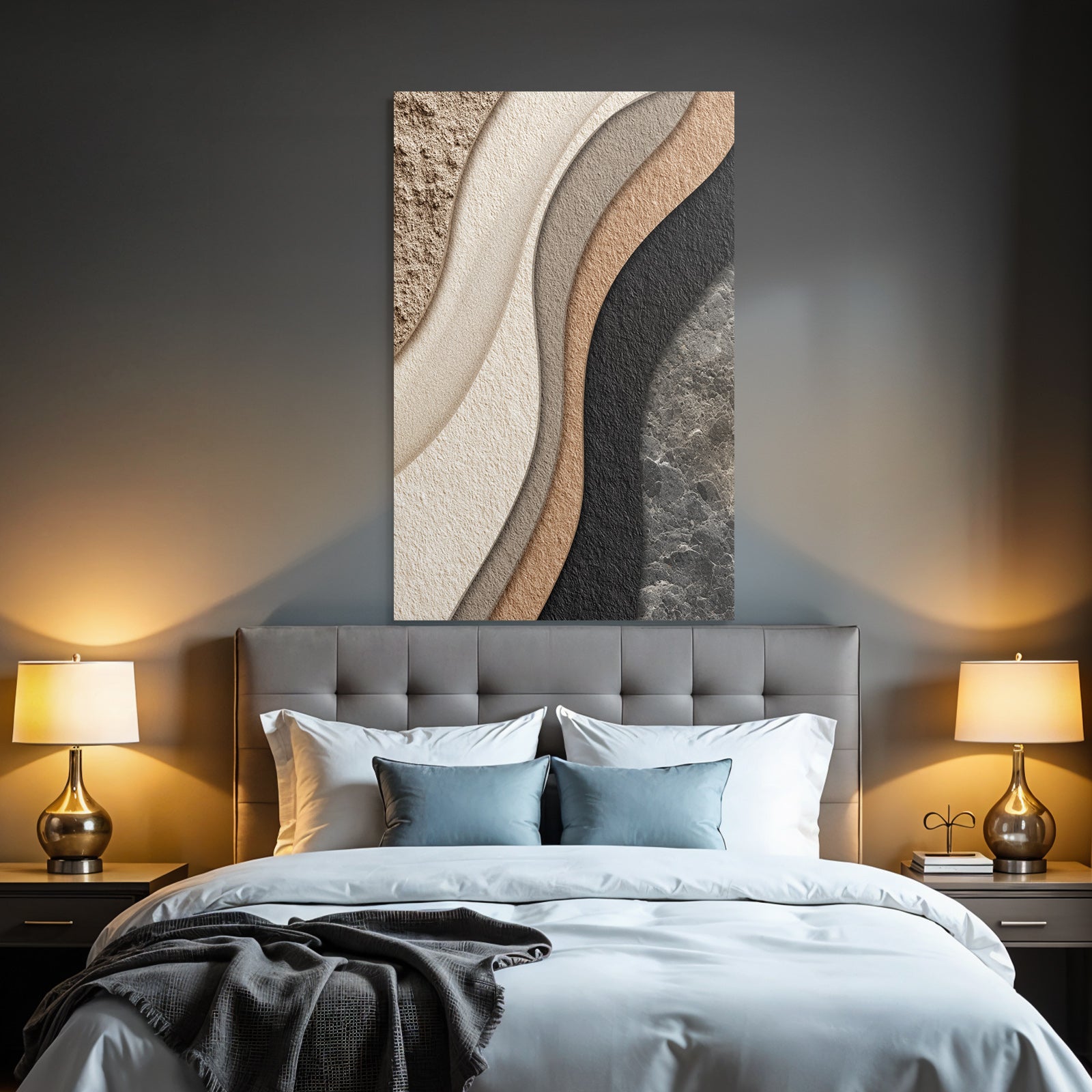 Abstraktes Design Welliges Muster Beige Braun Schwarz Texturiert