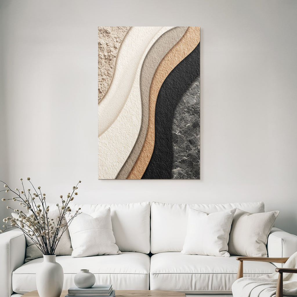 Abstraktes Design Welliges Muster Beige Braun Schwarz Texturiert