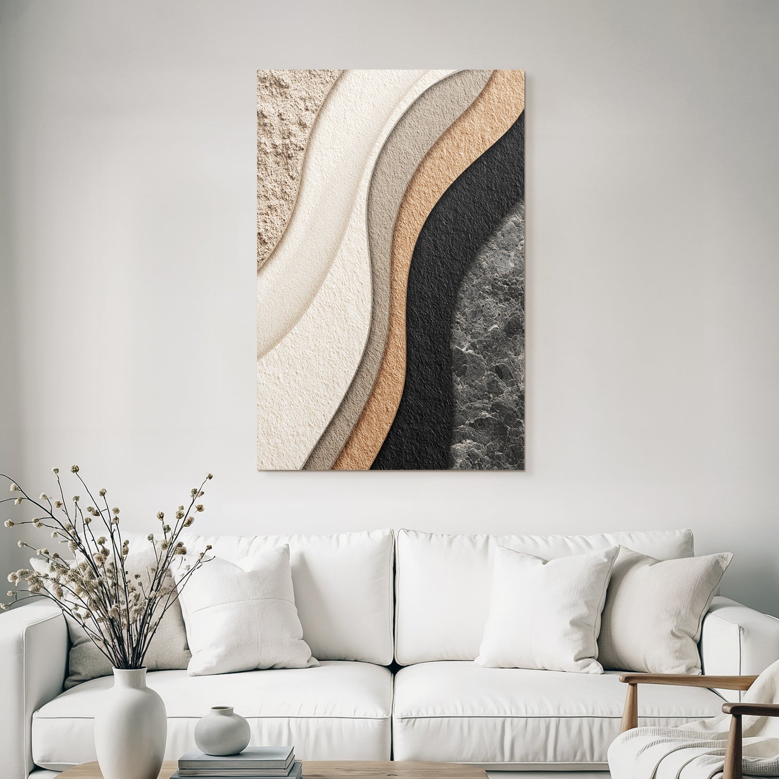 Abstraktes Design Welliges Muster Beige Braun Schwarz Texturiert
