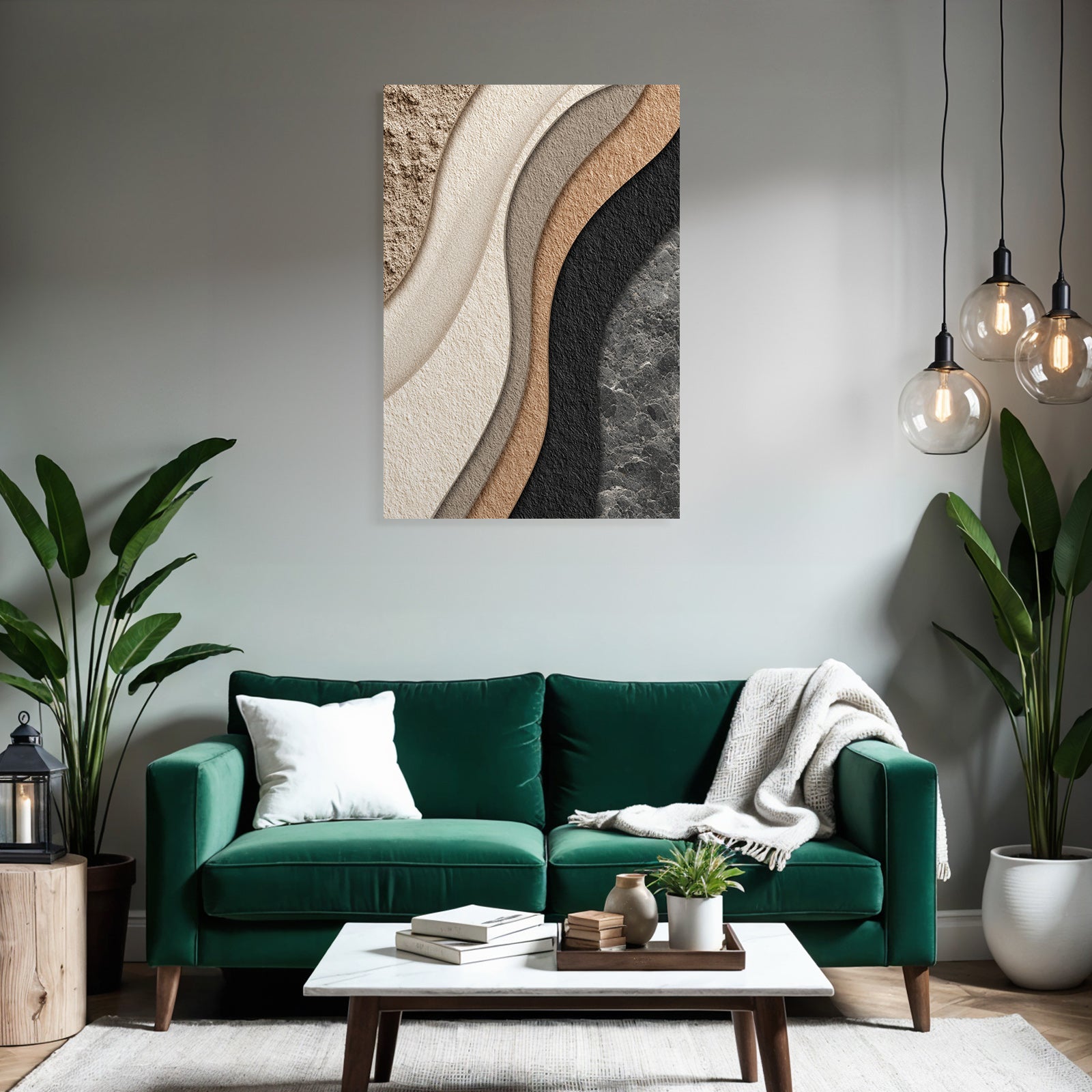 Abstraktes Design Welliges Muster Beige Braun Schwarz Texturiert
