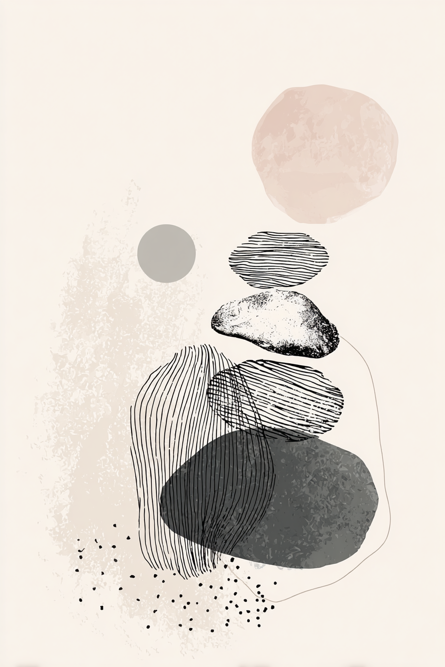 Abstraktes Graphik Design Moderne Kunst Weiche Farben   2023 | Modern Basic | Einrichtungsstile