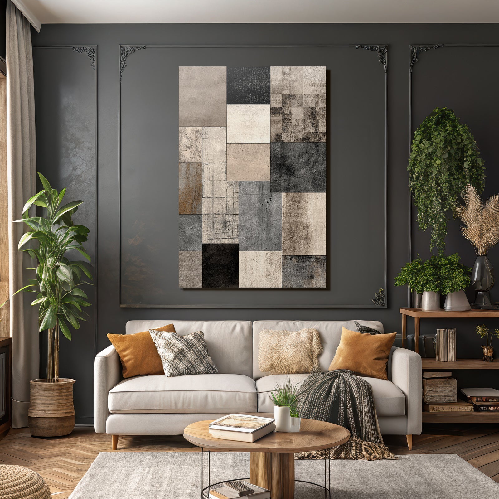 Beige Grau Black Texturierte Fliesen Kollage