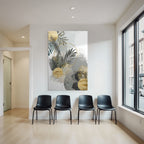 Botanische Abstrakte Kunst Mit Gruen Grau Und Gold