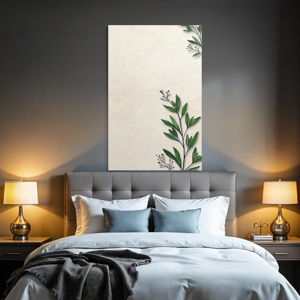 Botanischer Hintergrund Gruene Blatter Beige Creme Farbton