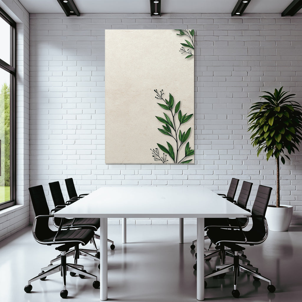 Botanischer Hintergrund Gruene Blatter Beige Creme Farbton