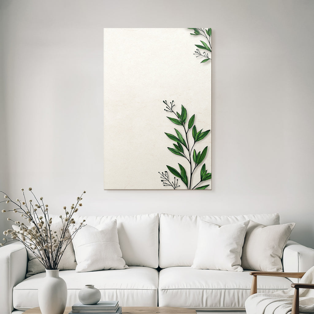 Botanischer Hintergrund Gruene Blatter Beige Creme Farbton
