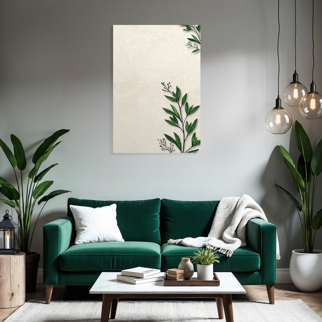 Botanischer Hintergrund Gruene Blatter Beige Creme Farbton