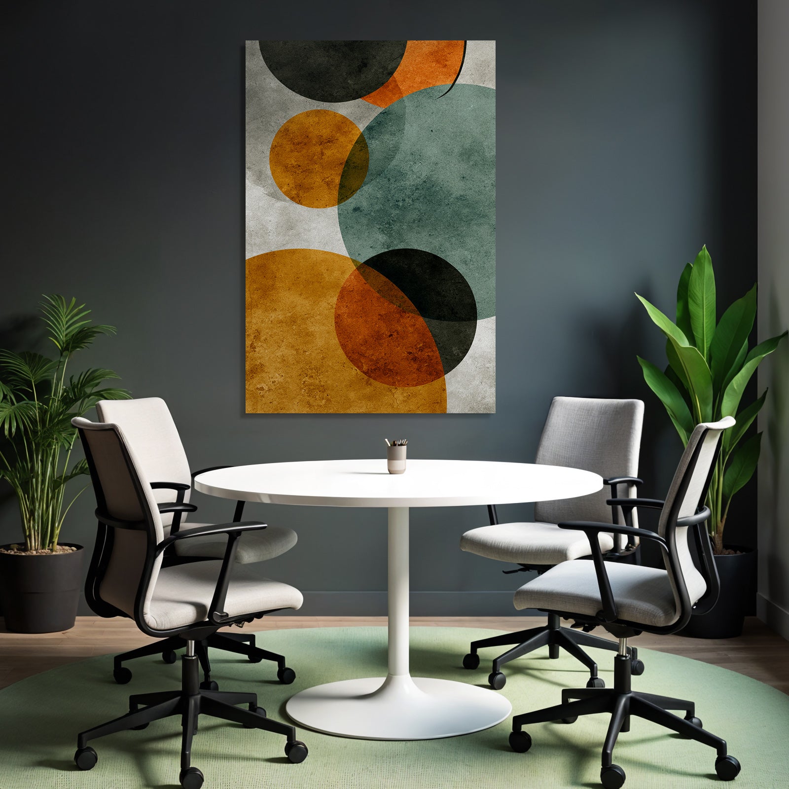 Colorful abstract design with circles on textured background