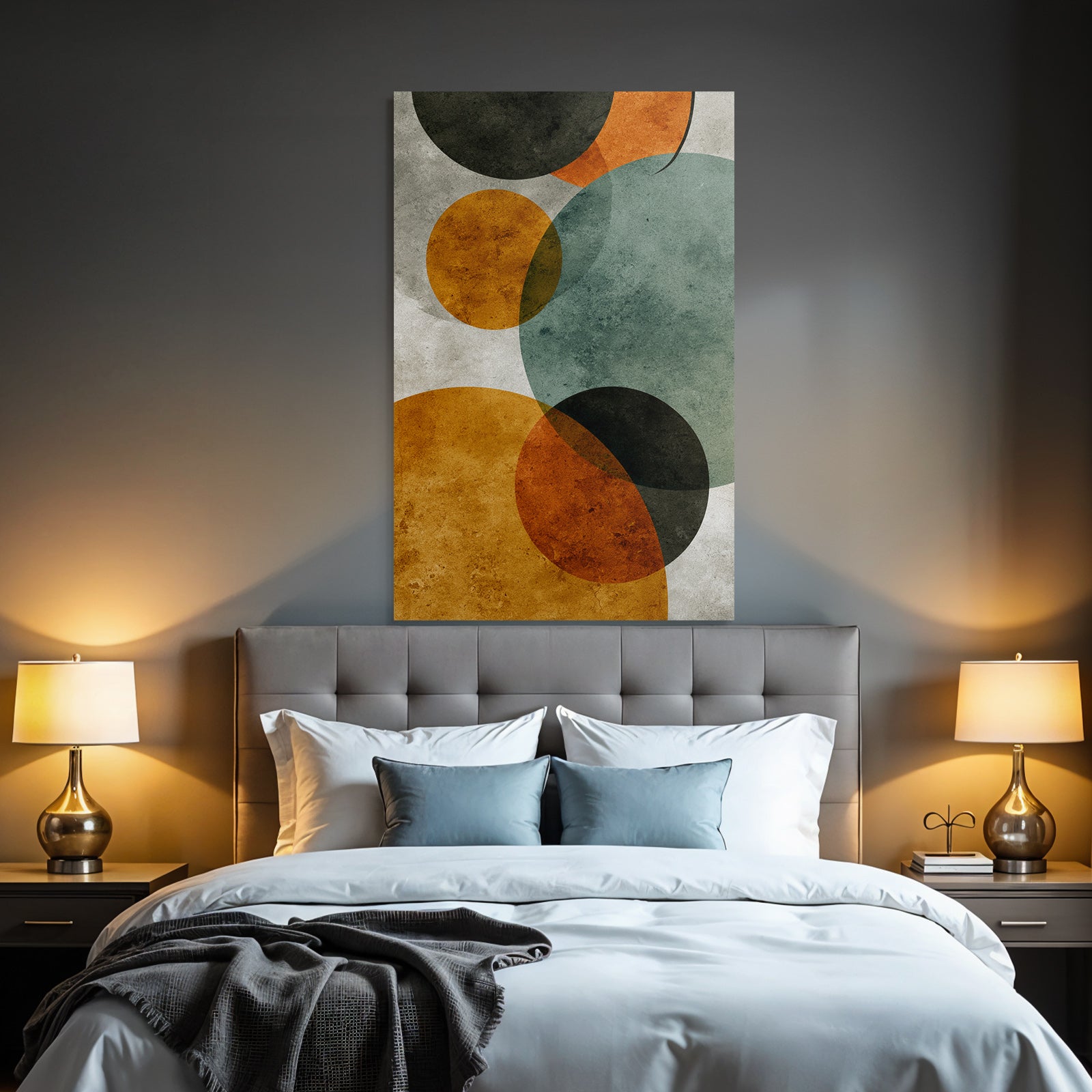 Colorful abstract design with circles on textured background