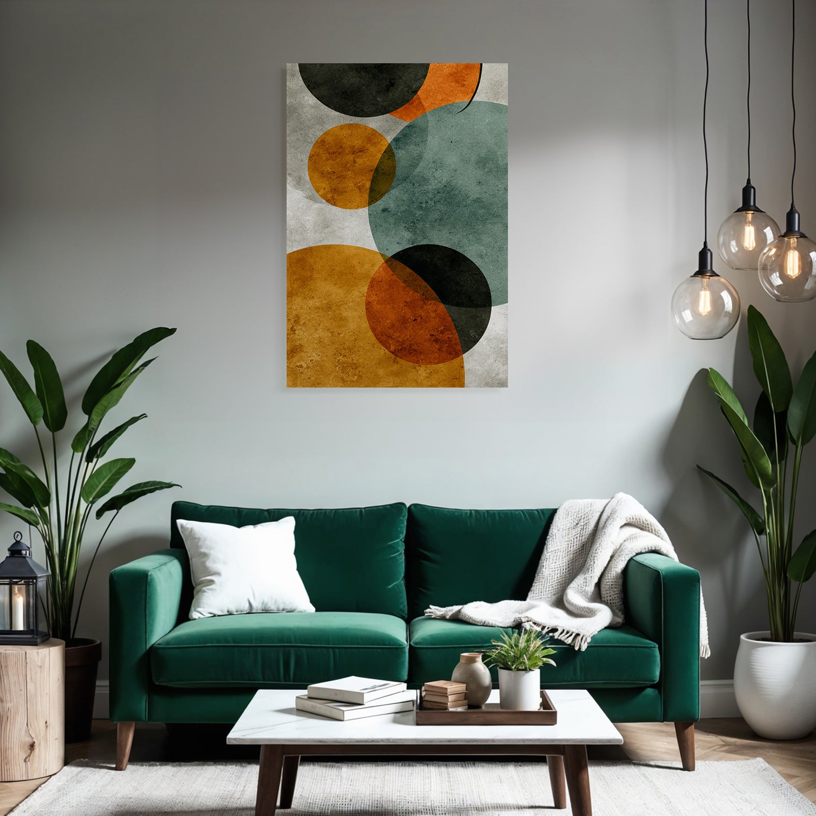 Colorful abstract design with circles on textured background