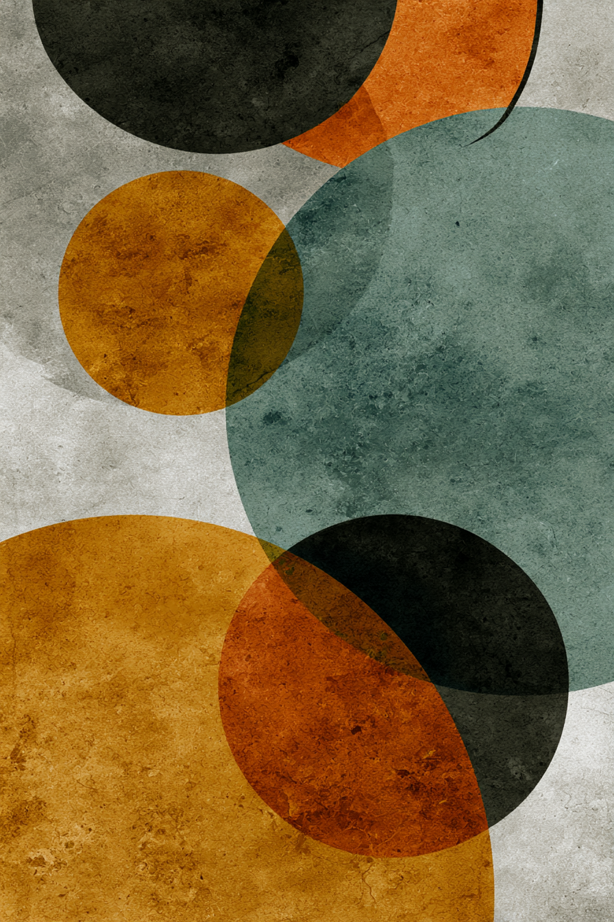 Buntes Abstraktes Design Mit Kreisen Auf Texturierten Hintergrund | Modern Basic | Einrichtungsstile