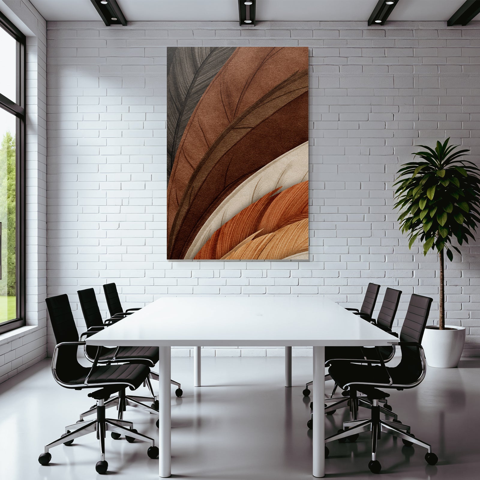 Federkunst Abstract Braun Orange Schwarz Texturiert