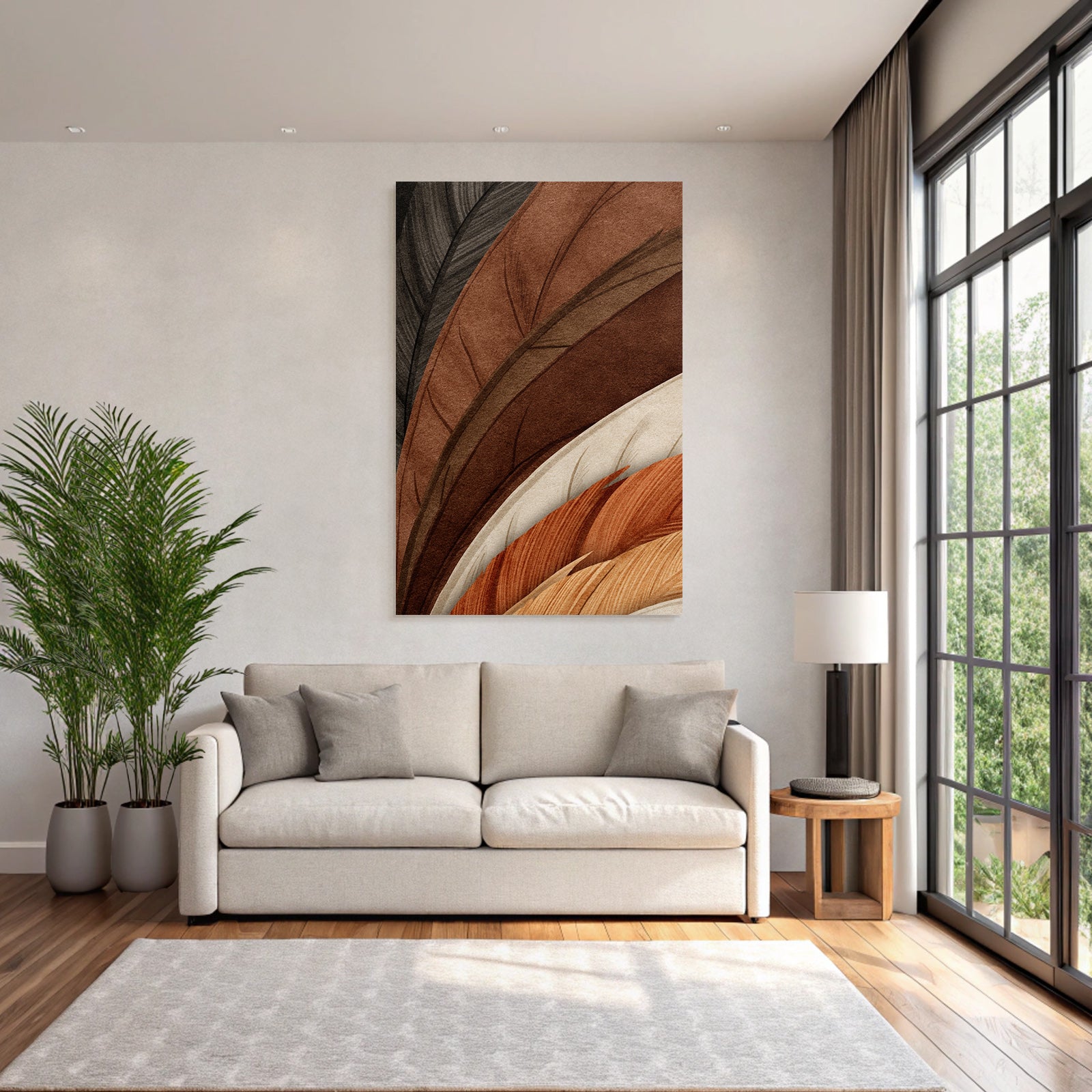 Federkunst Abstract Braun Orange Schwarz Texturiert