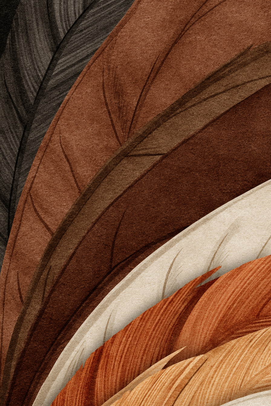 Federkunst Abstract Braun Orange Schwarz Texturiert | Modern Basic | Einrichtungsstile