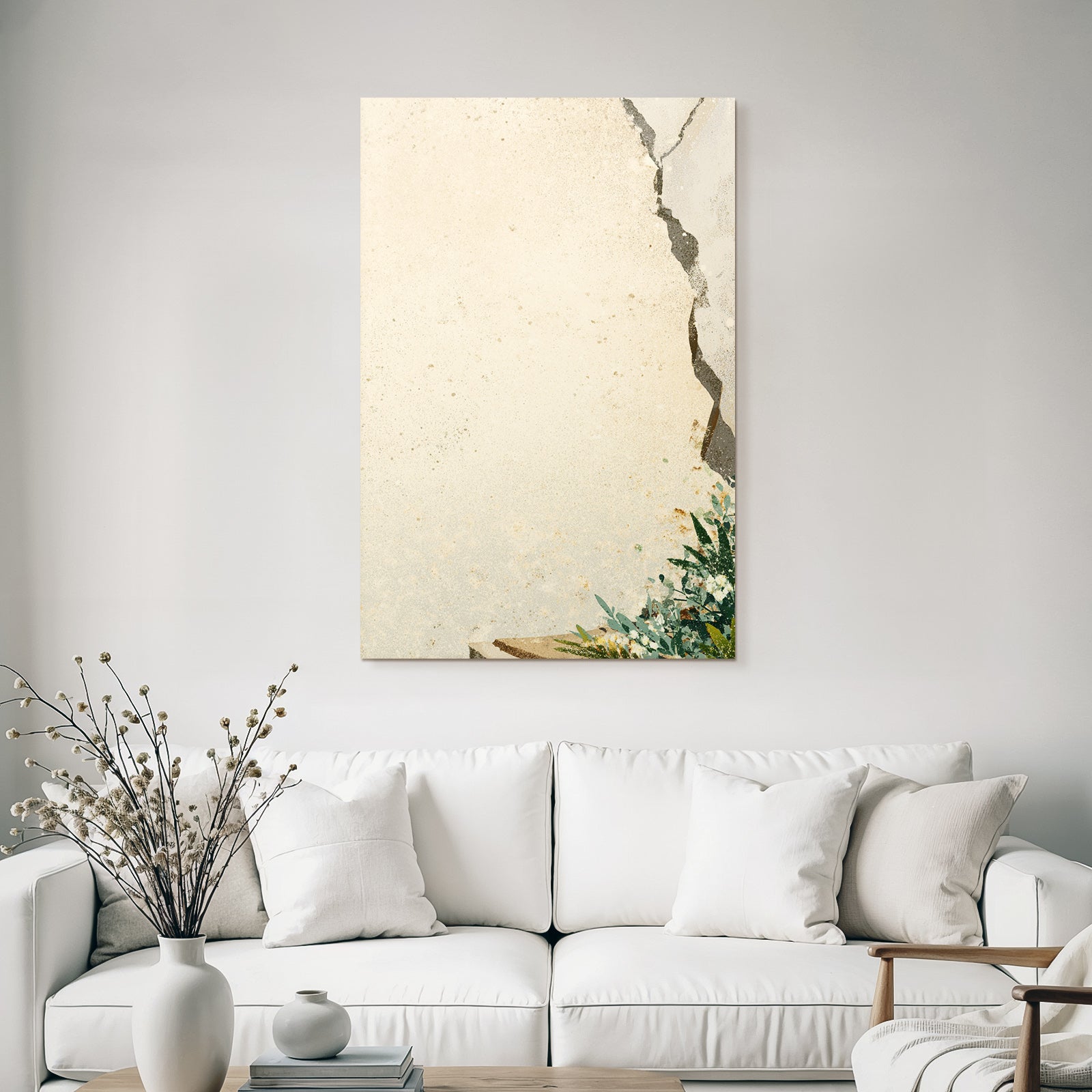 Aged Wall With Plants Background Vintage Aesthetic