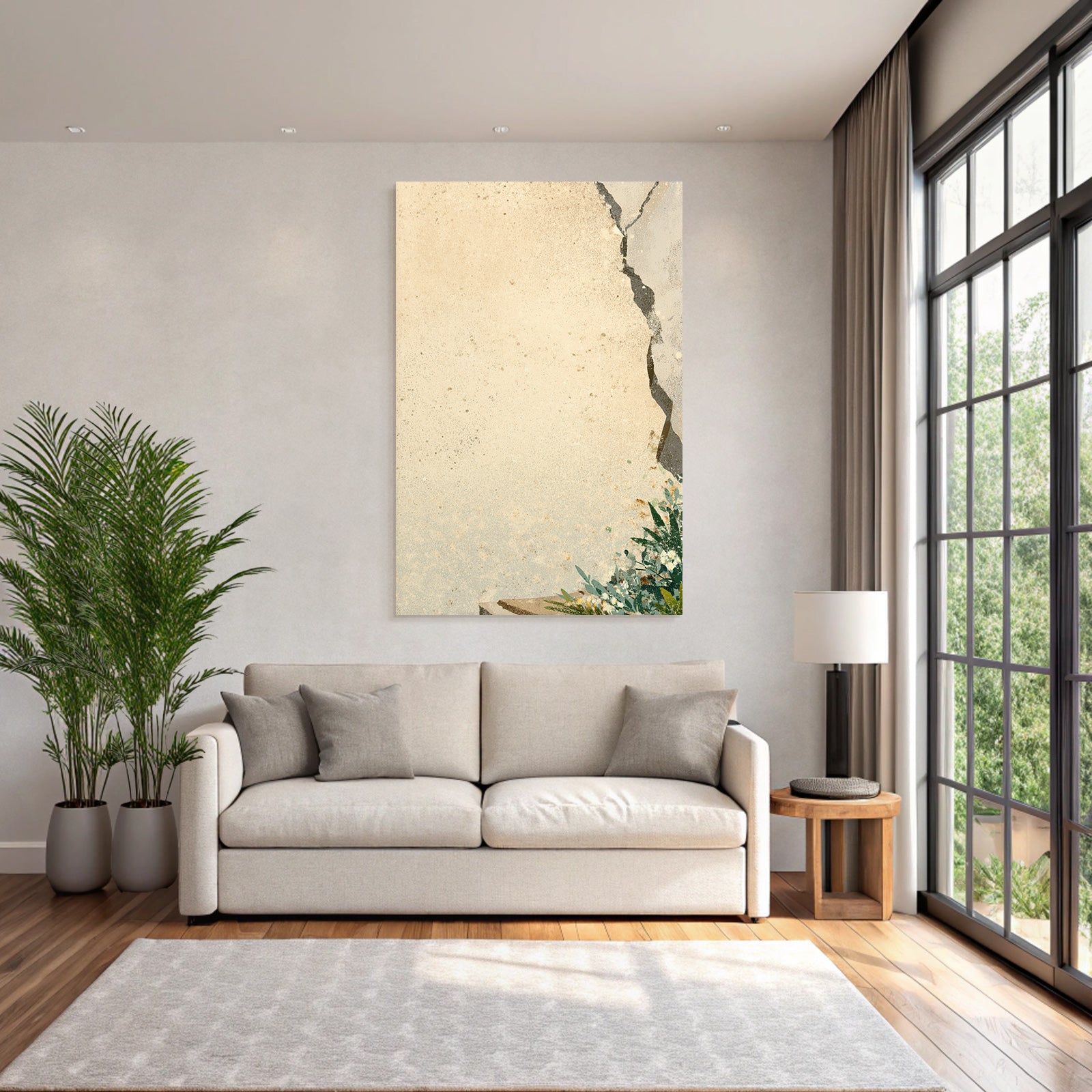 Aged Wall With Plants Background Vintage Aesthetic