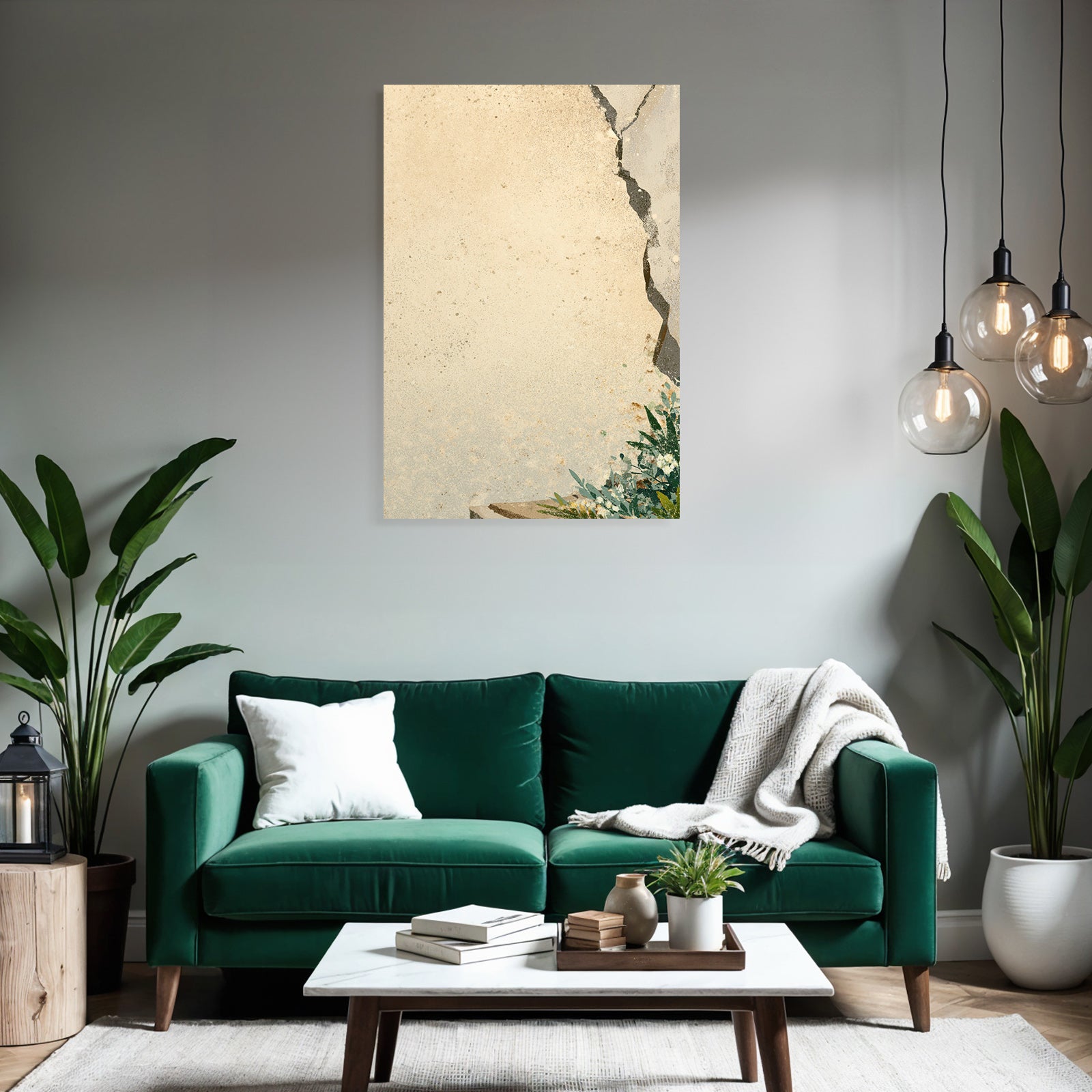 Aged Wall With Plants Background Vintage Aesthetic