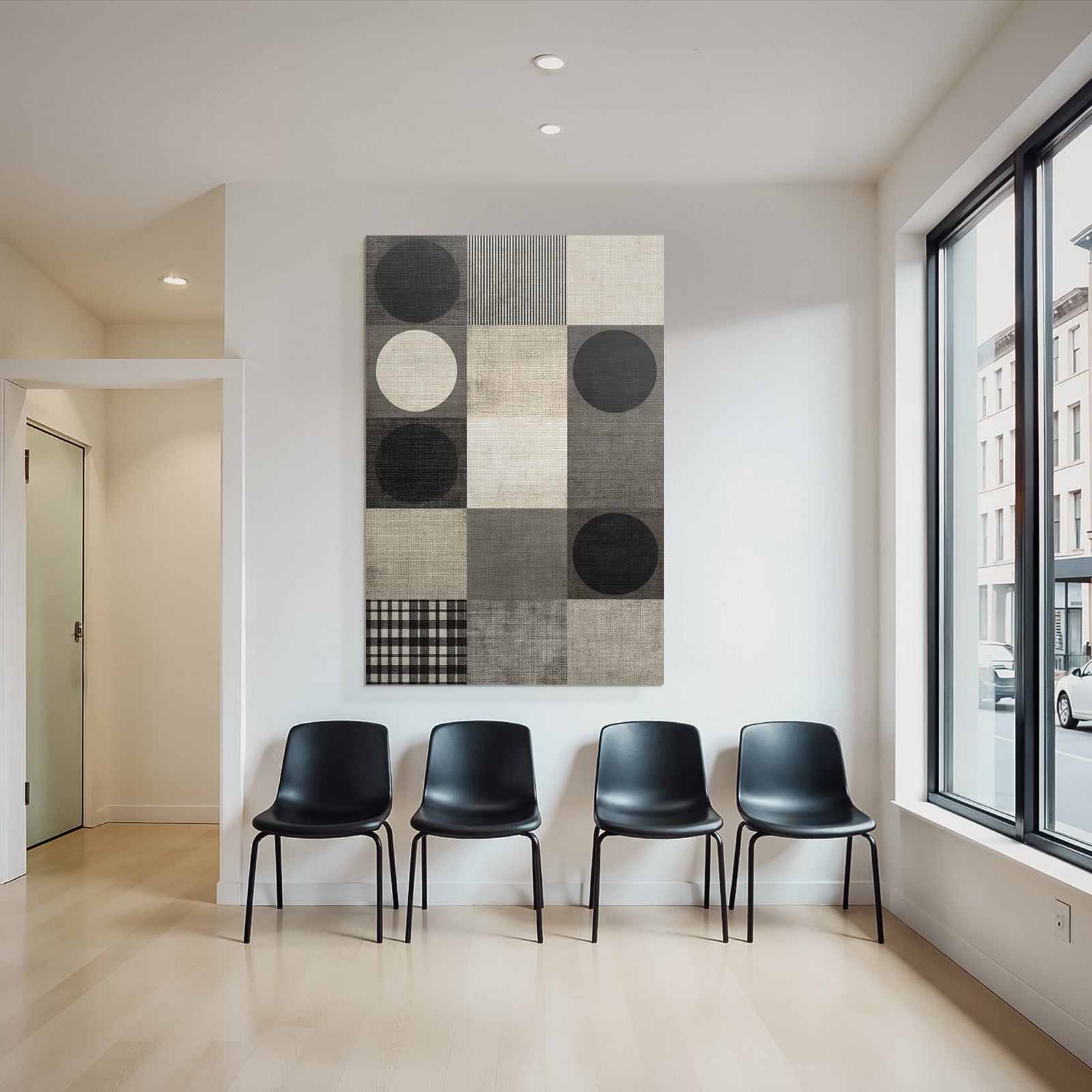 Geometrisches Design Muster Schwarz Weiss Grau Toene