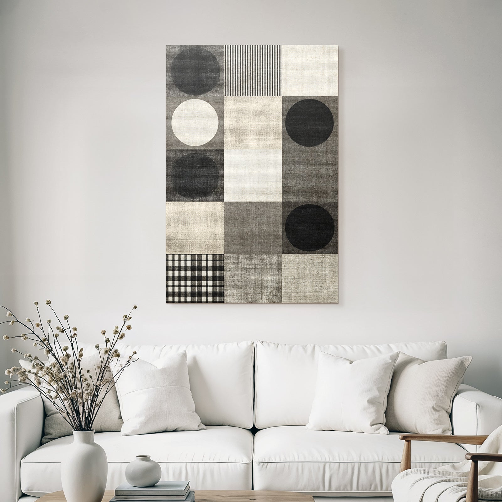 Geometrisches Design Muster Schwarz Weiss Grau Toene