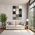 Geometrisches Design Muster Schwarz Weiss Grau Toene