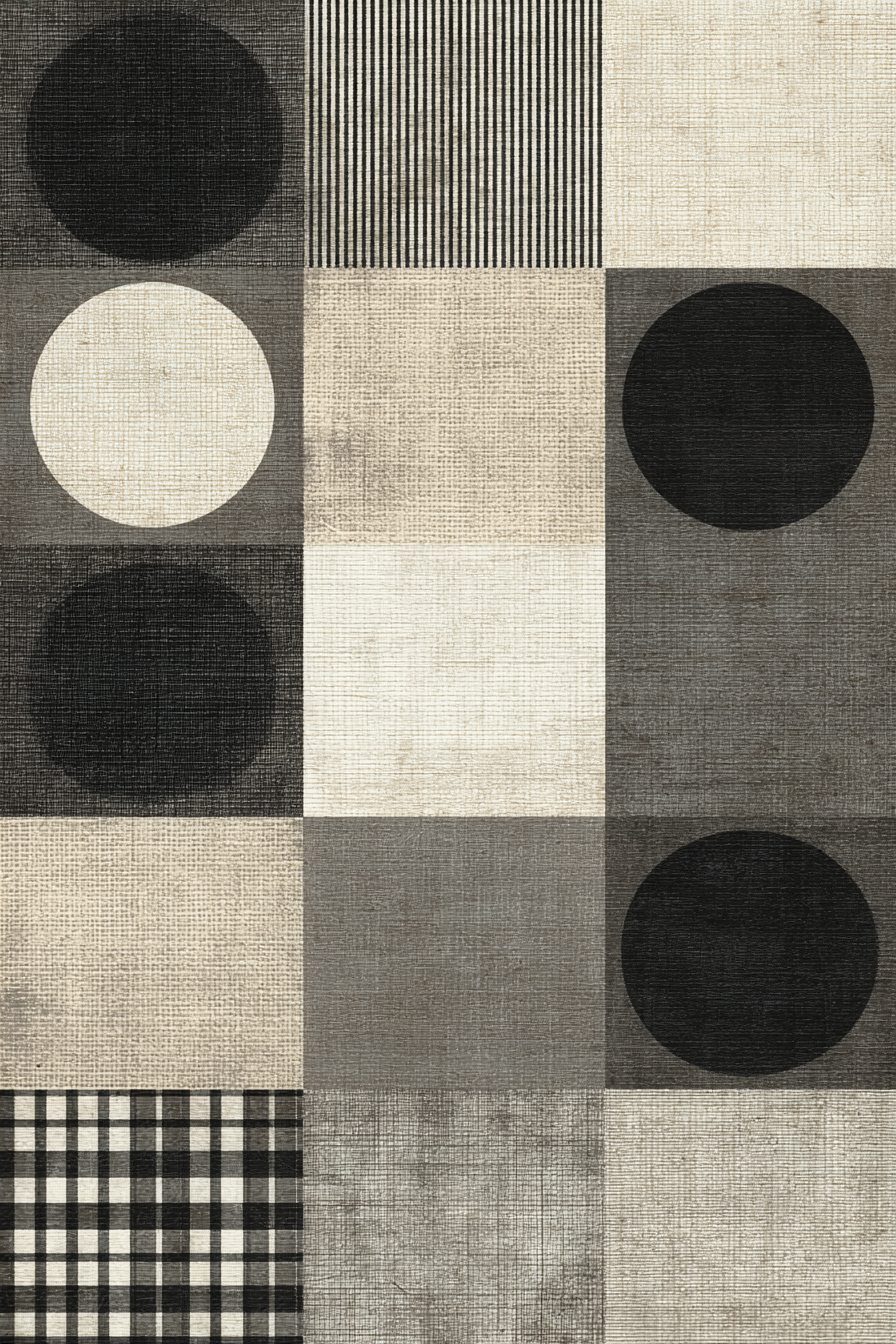 Geometrisches Design Muster Schwarz Weiss Grau Toene | Modern Basic | Einrichtungsstile