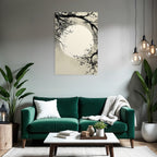 Landschaft Mit Mond Und Gaenze Grayscale Traditionelle Asian Kunst