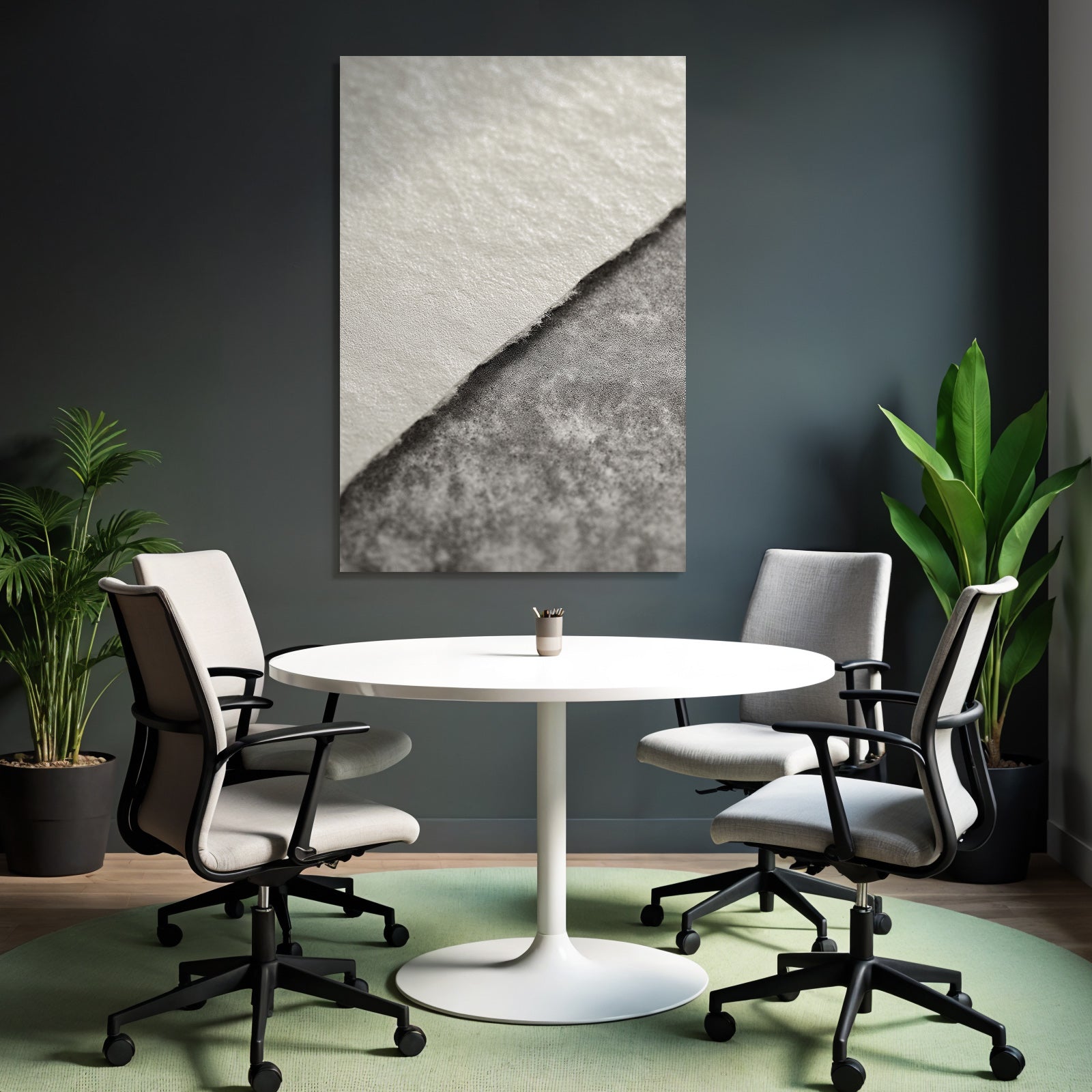 Light-colored smooth paper and dark textured surface