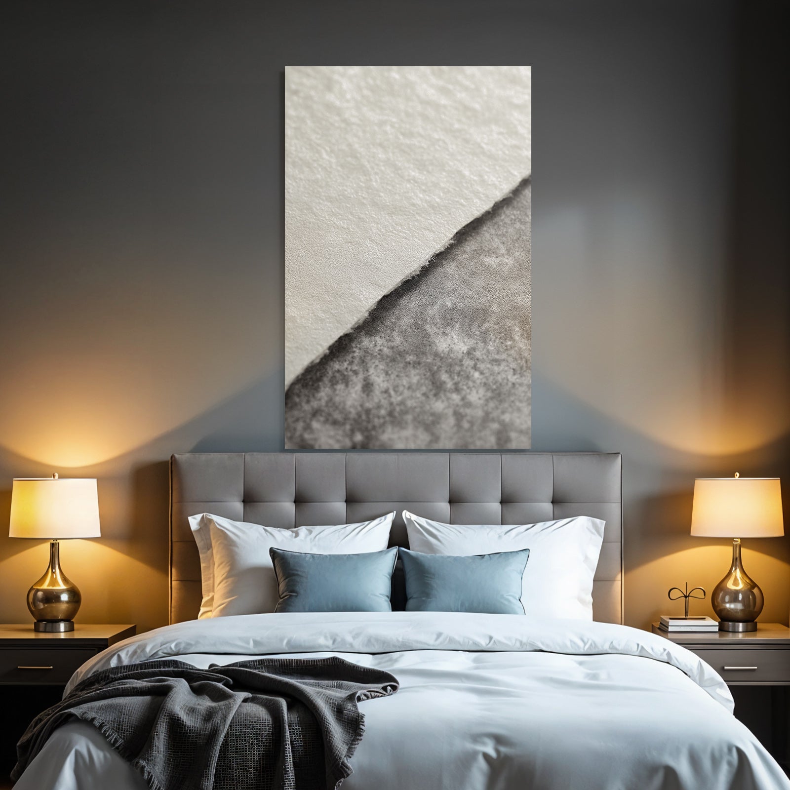 Light-colored smooth paper and dark textured surface