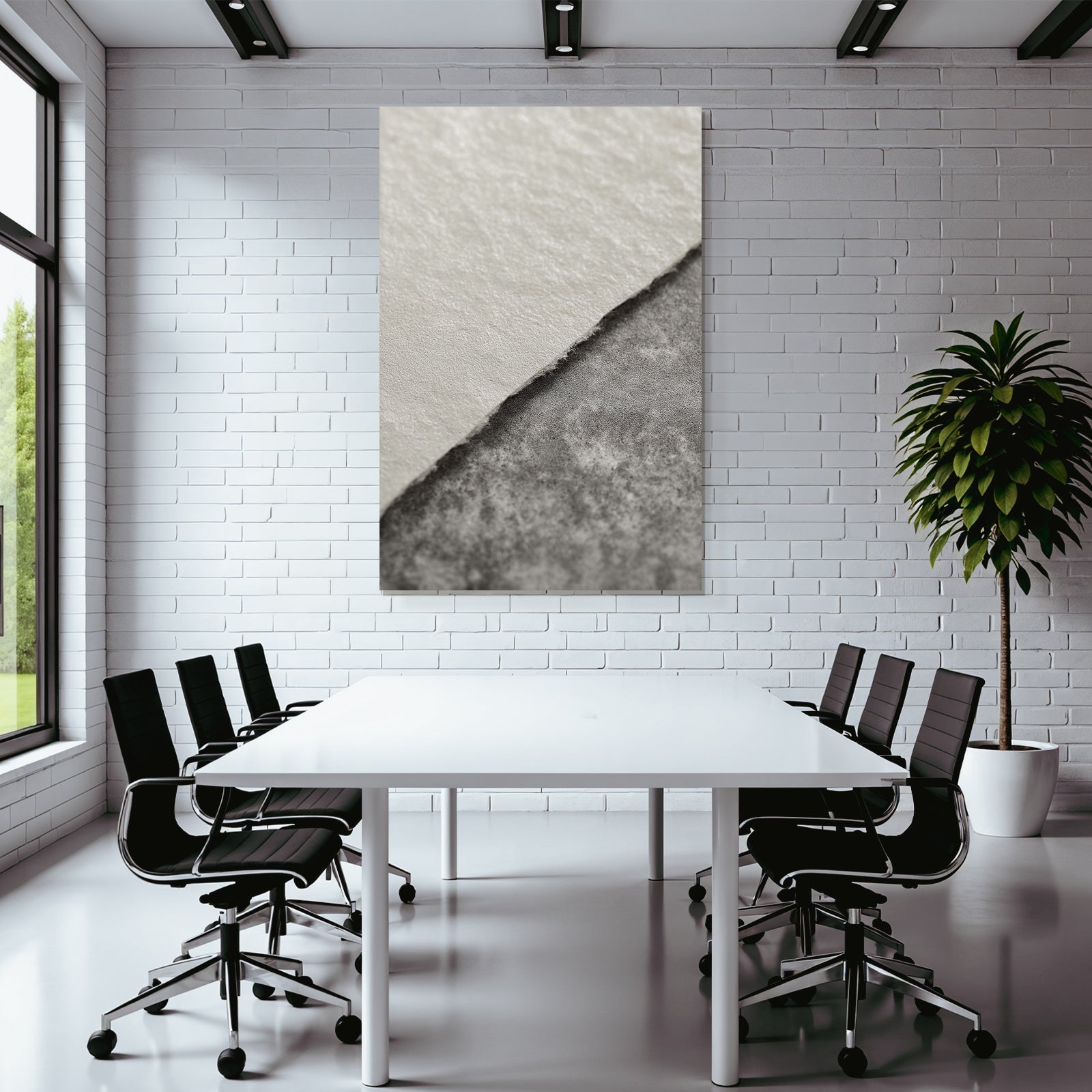 Light-colored smooth paper and dark textured surface