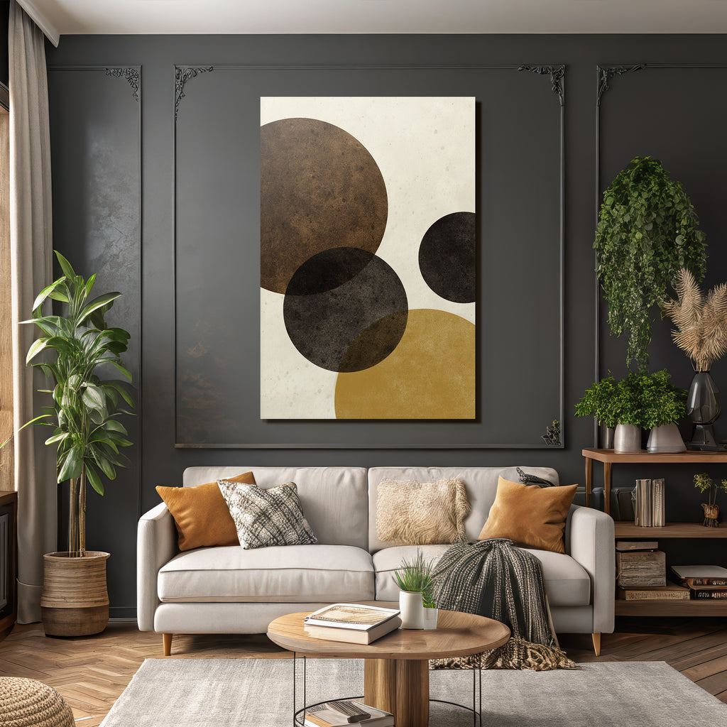 Minimalist Design Ueberlappende Kreise Erdtoene Handwerk Background