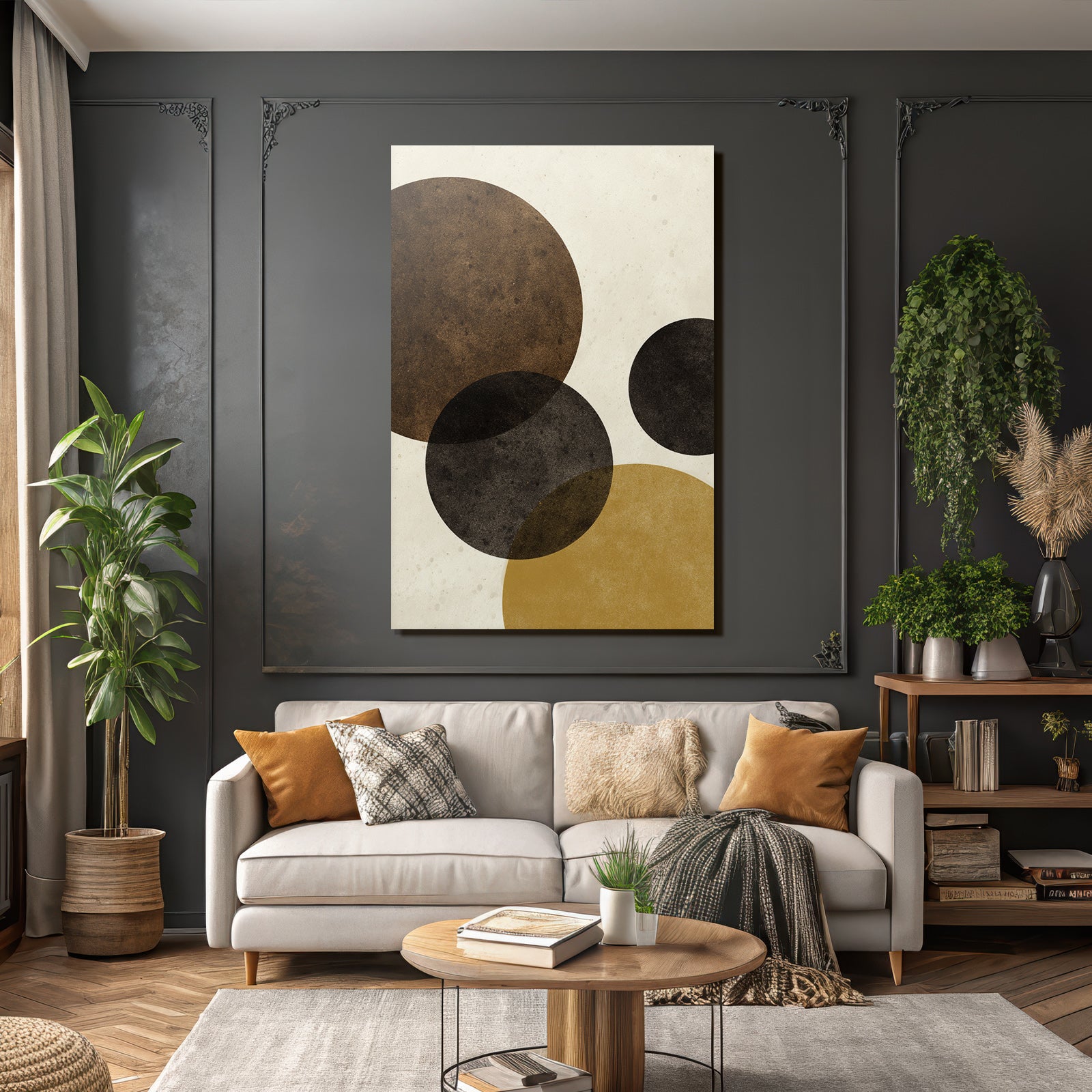 Minimalist Design Overlapping Circles Earth Tones Craft Background